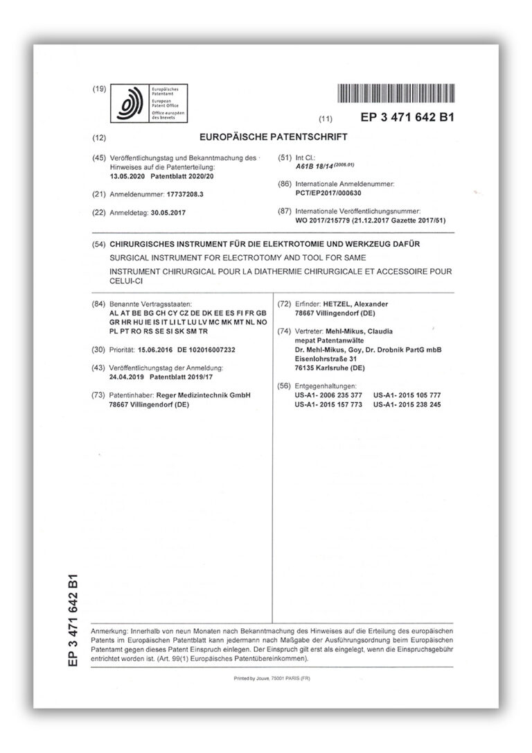 reger-patent-bivac-ep3471642b1